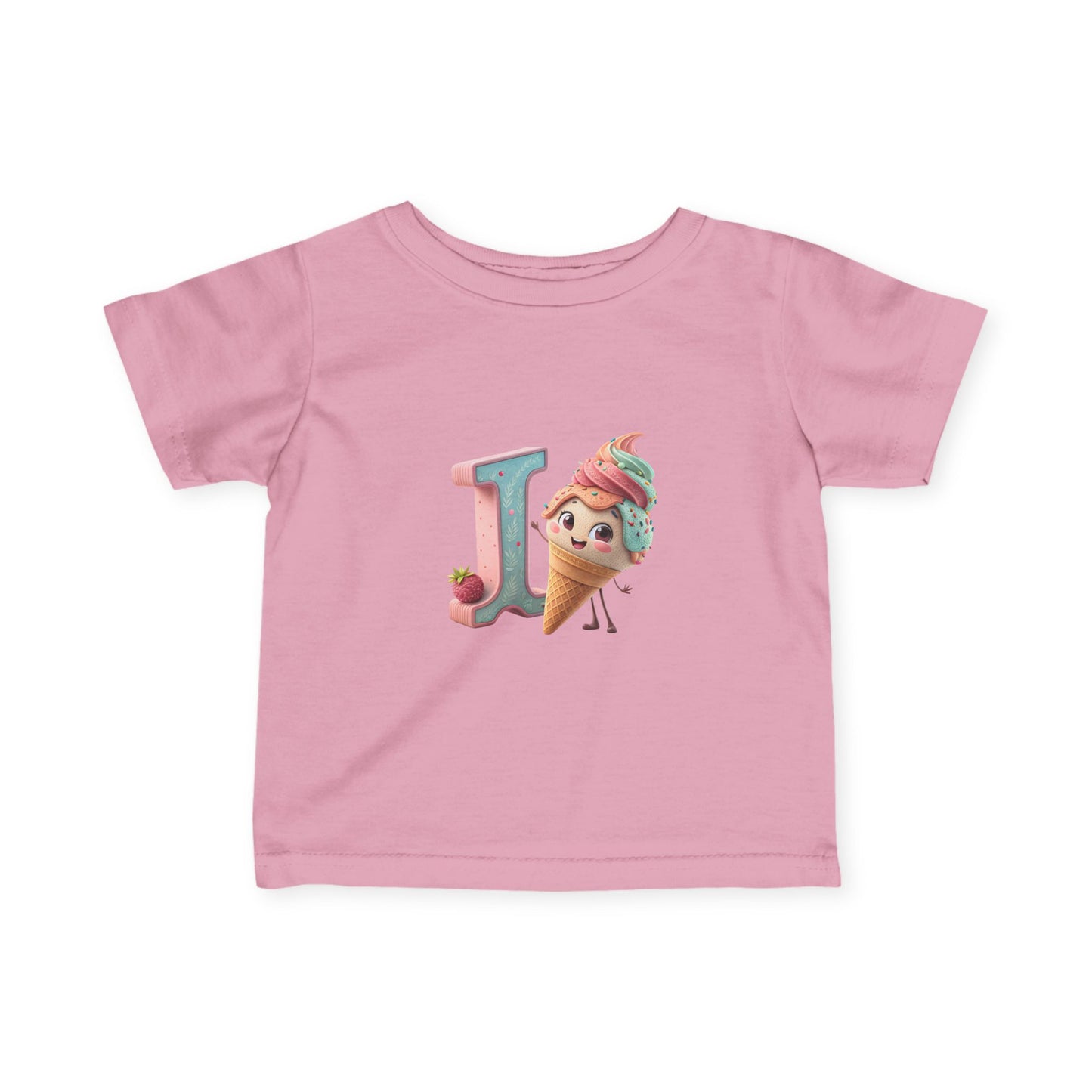 Ice Cream Letter J Infant Tee, Cute Baby Shirt, Kids Birthday Gift, Summer Outfit, Personalized Toddler Gift