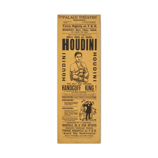 Houdini Vintage Poster Matte Canvas Wall Art (Stretched 1.25")