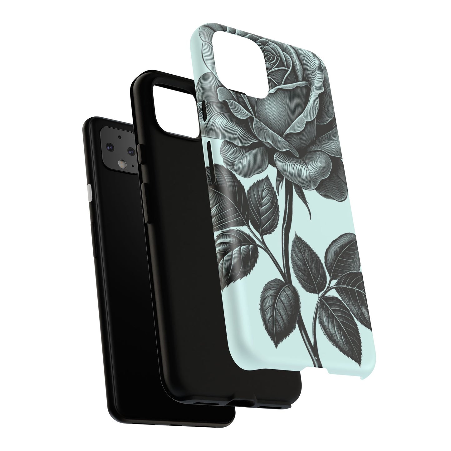 Elegant Floral Phone Case, Tough Cases for iPhones, Black Rose Design, Gift for Her, Stylish Phone Cover, Birthday Gifts