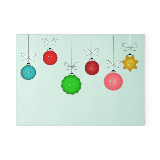 Holiday Ornament Glass Cutting Board, Christmas Gift, Kitchen Decor, Festive Cooking, Holiday Baking, Unique Housewarming