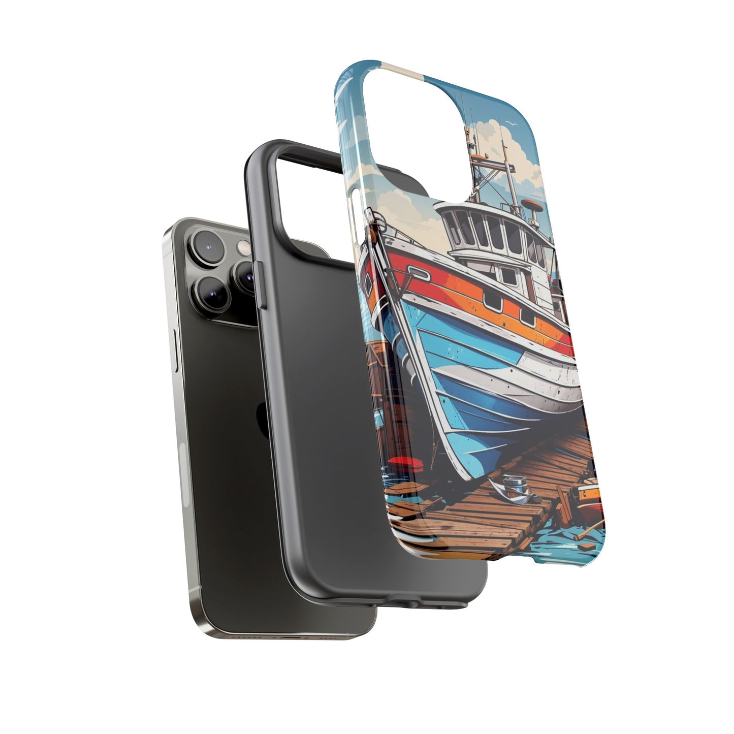 Colorful Fishing Boat Phone Case | Nautical Gift, Marine Design, Coastal Aesthetic, Summer Vibes, Sea Lover's Accessory