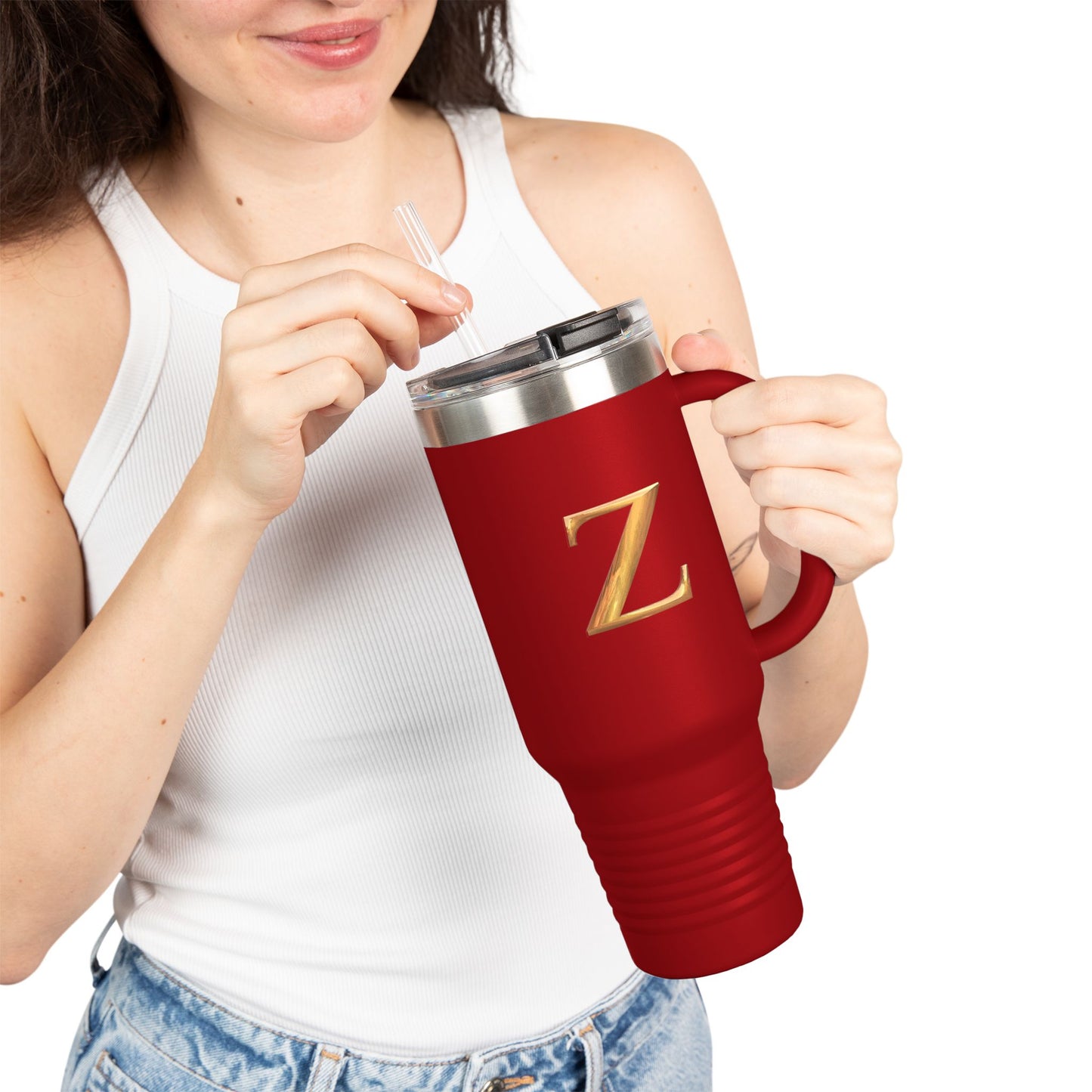 Insulated Travel Mug, 40oz - Letter Z Personalize Hipster Coffee Tumbler