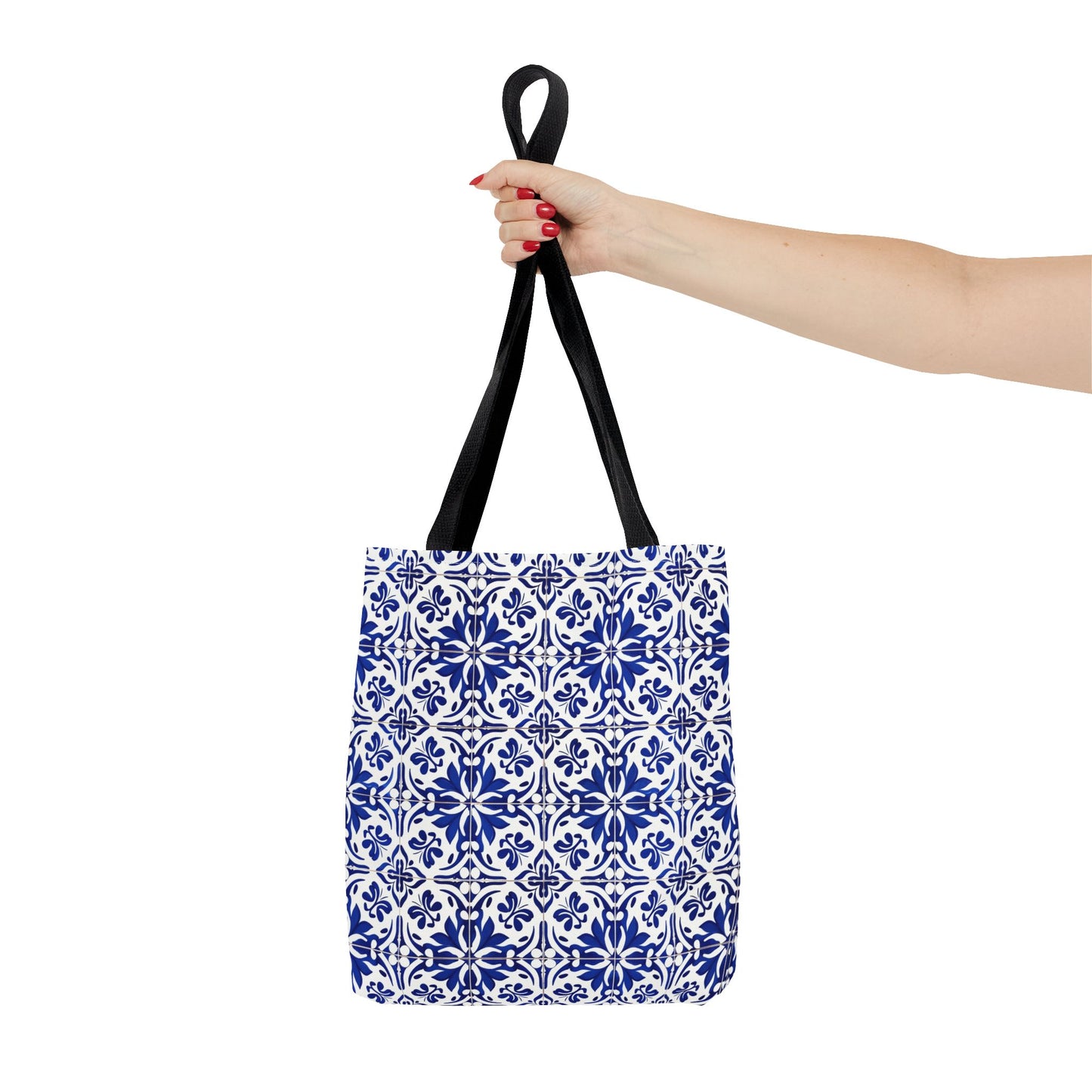 Blue Moroccan Tile Tote Bag - All-Over Print Patterned Market Tote