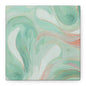 Abstract Green Marble Canvas Print — Teal & Coral Swirl Wall Art
