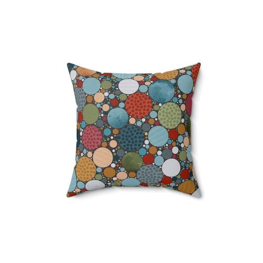 Colorful Circle Pattern Square Pillow | Modern Home Decor, Cozy Living Room Accent, Unique Gift for All Occasions, Stylish Cushion