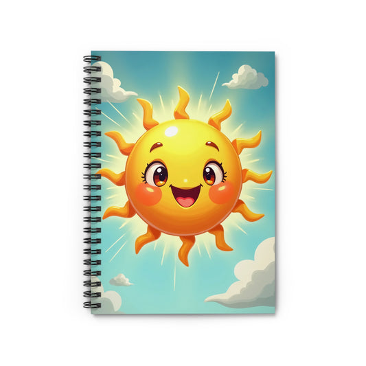 Cheerful Sun Spiral Notebook - Ruled Line, Cute stationery, Inspirational journal, Gift for kids, Sunshine decor, Classroom supplies
