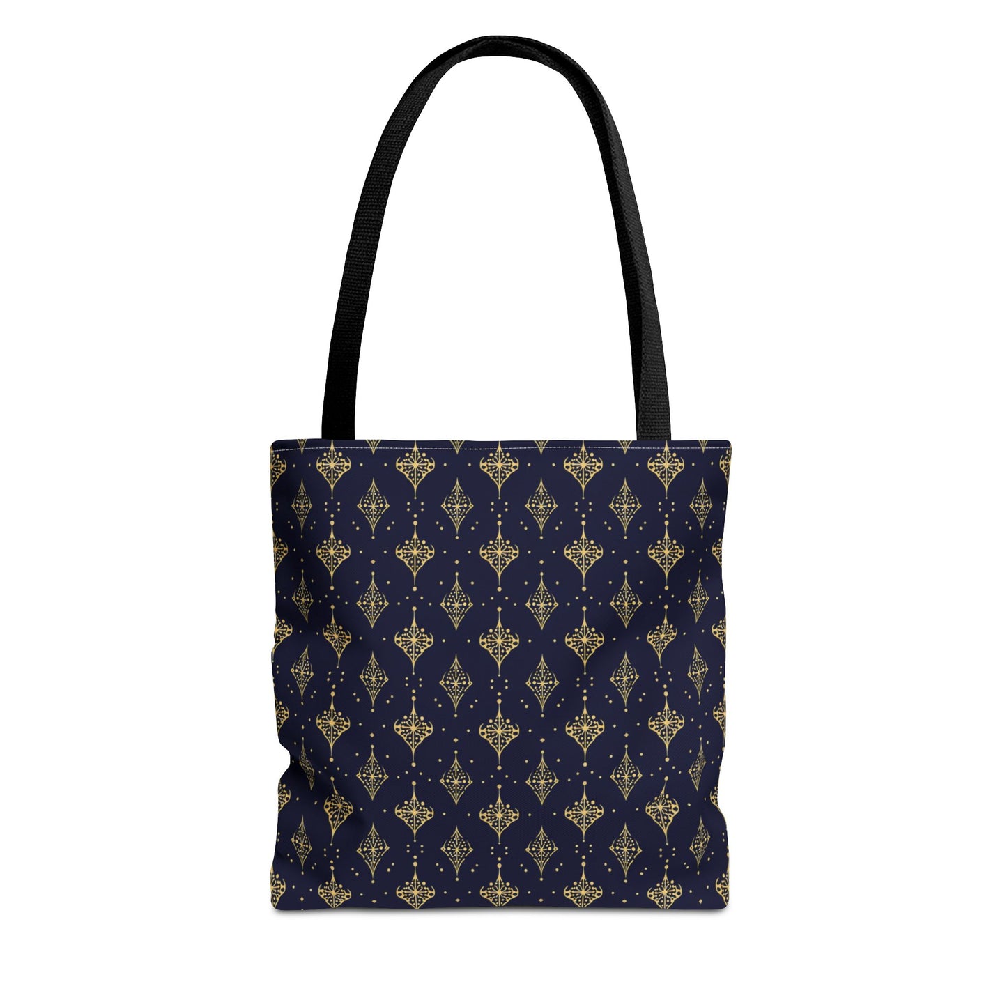 Navy & Gold Art Deco Tote Bag — Elegant Geometric Pattern All-Over Print