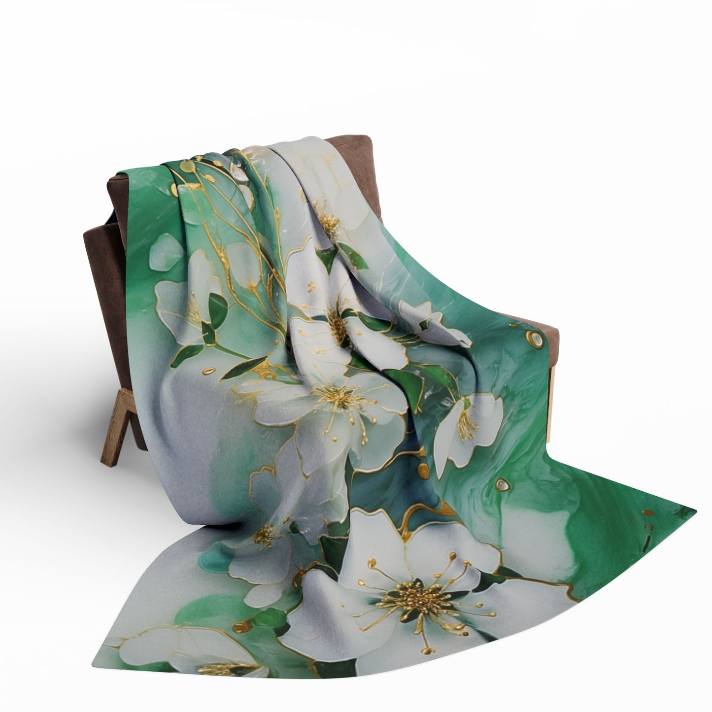 Elegant Floral Arctic Fleece Blanket, Cozy Home Decor, Gift for Her, Wedding Present, Nursery Accent, Luxe Throw