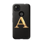 Custom Phone Case with Gold Letter A, Monogrammed Gift, Tough Protective Case, Personalized Phone Accessory, Unique Phone Cover