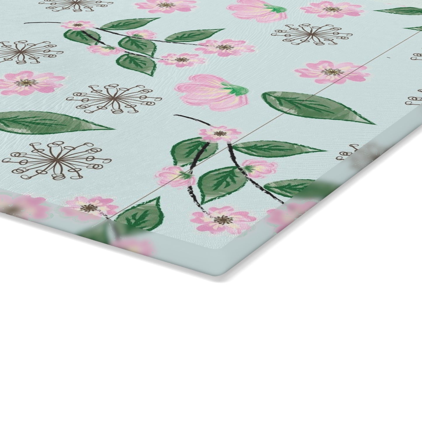 Floral Glass Cutting Board, Kitchen Decor, Gift for Garden Lovers, Wedding Registry, Mother’s Day Gift, Cooking Essential