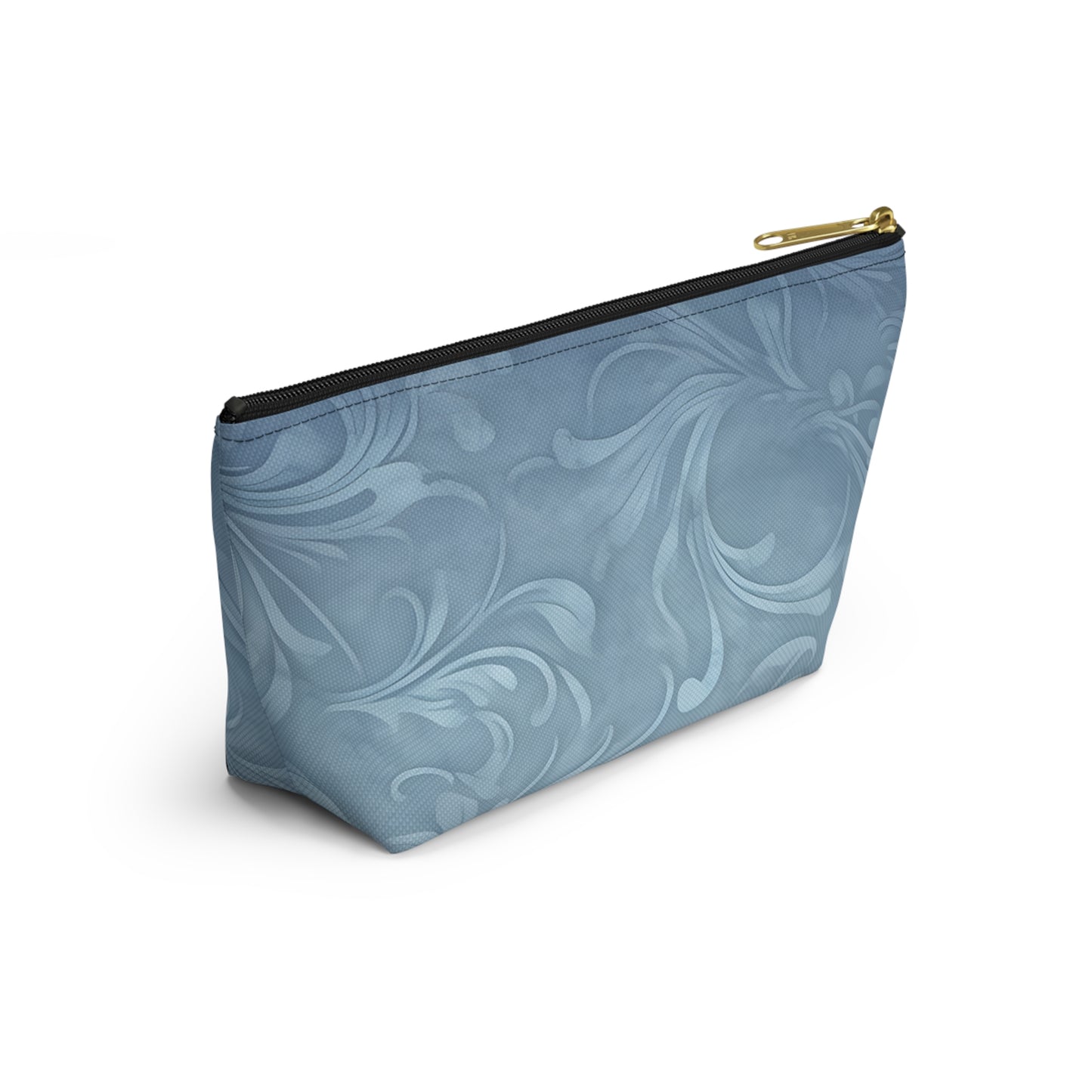 Blue Floral Swirl Accessory Pouch — T-Bottom Makeup & Travel Zip Bag