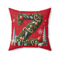 Christmas Wreath 'Z' Holiday Throw Pillow – Festive Red Decorative Cushion
