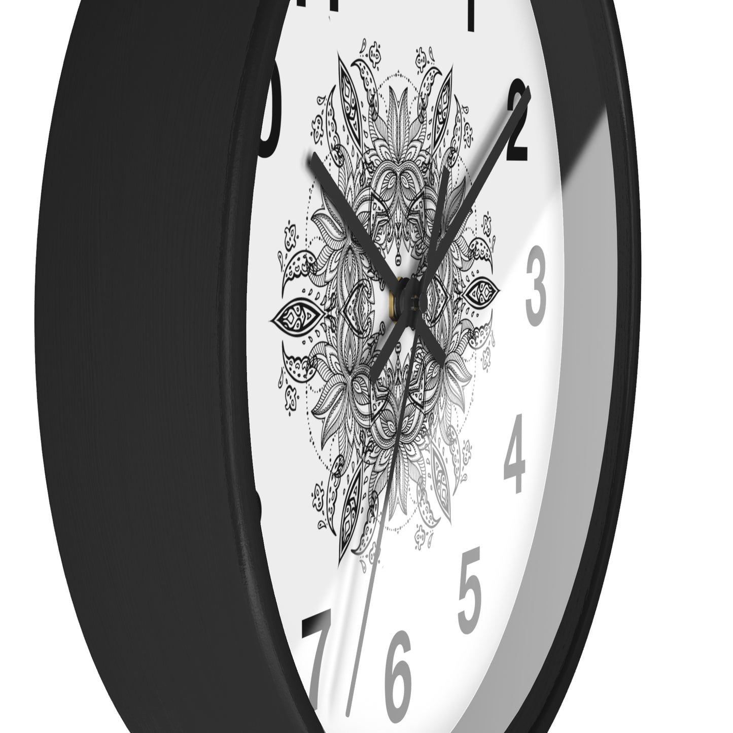 Mandala Wall Clock — Black & White Floral Boho Home Décor