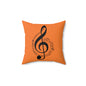 Musical Treble Clef Pillow, Cozy Music Decor, Harmony Gift, Orange Accent Cushio