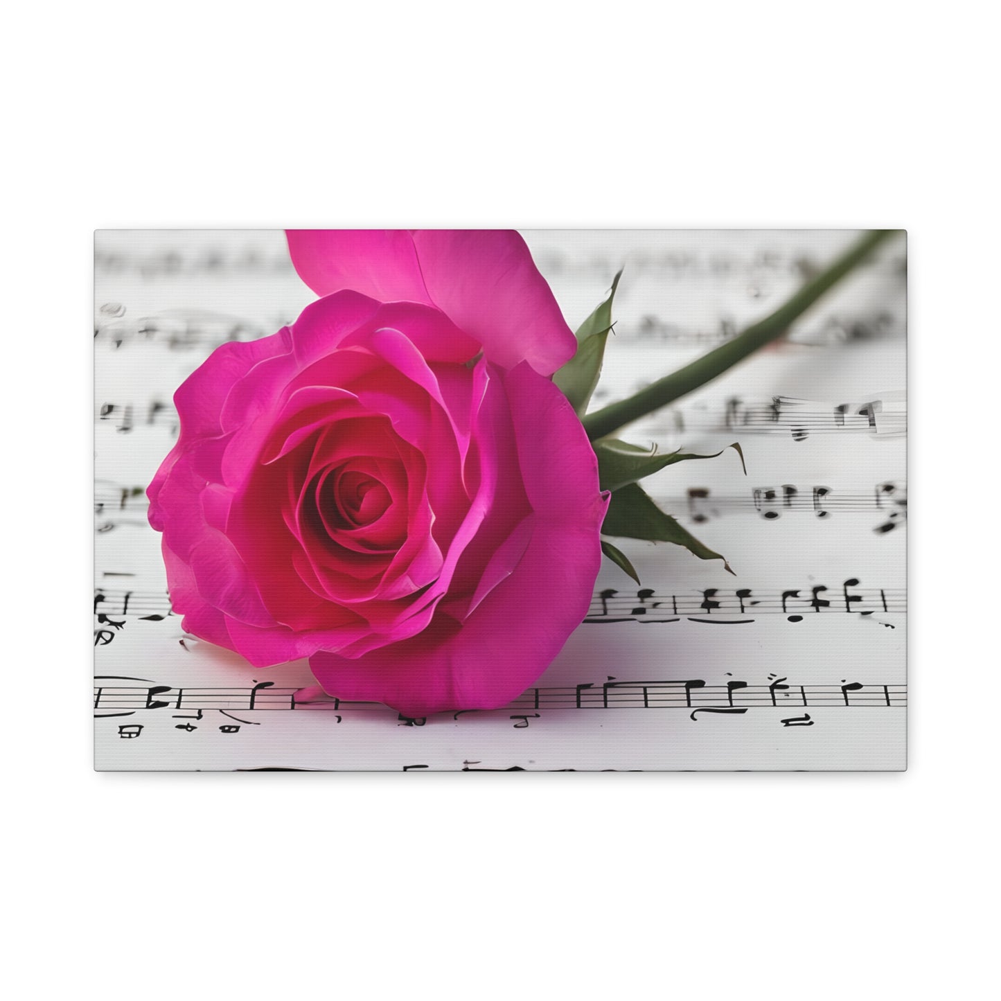 Stretched Canvas Art Print, Classic Rose on Sheet Music, Floral Wall Decor, Home Decoration, Gift for Music Lovers