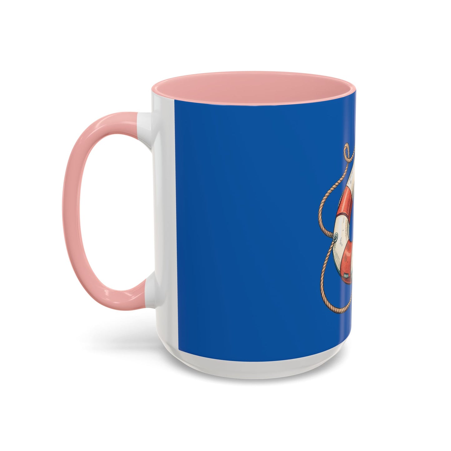 Lifesaver Accent Coffee Mug - Nautical Gift, Beach Decor, Sailor's Coffee Cup, Ocean Lover Mug, Summer Vibes