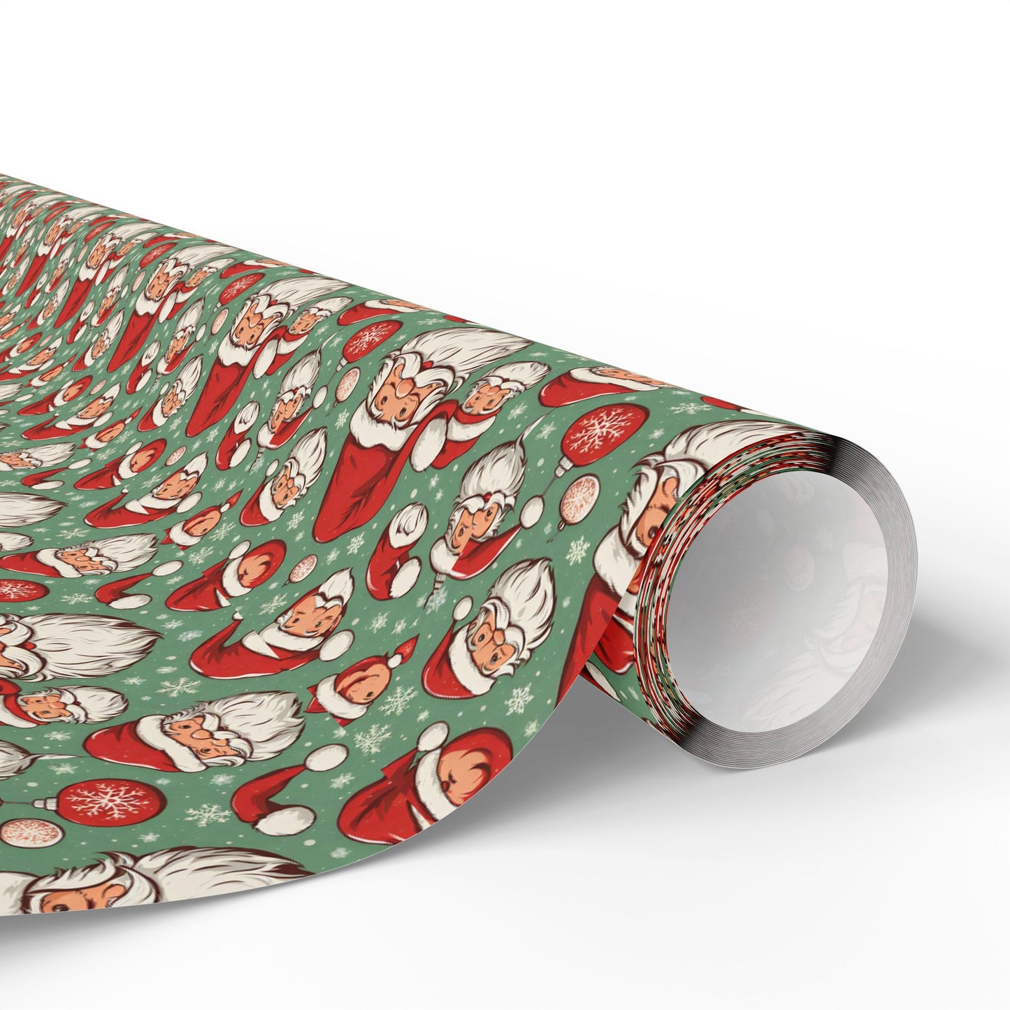 Christmas Santa Face Wrapping Paper Roll — Festive Green Holiday Gift Wrap
