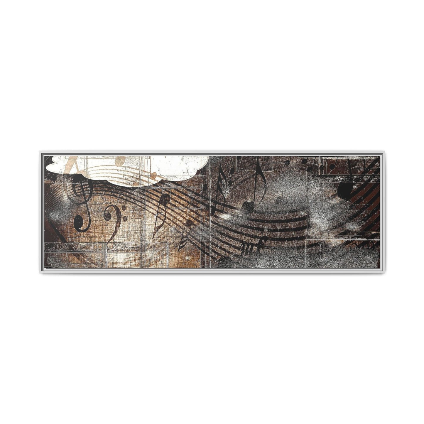 Framed Music Notes Canvas Print — Abstract Vintage Piano & Sheet Music Wall Art