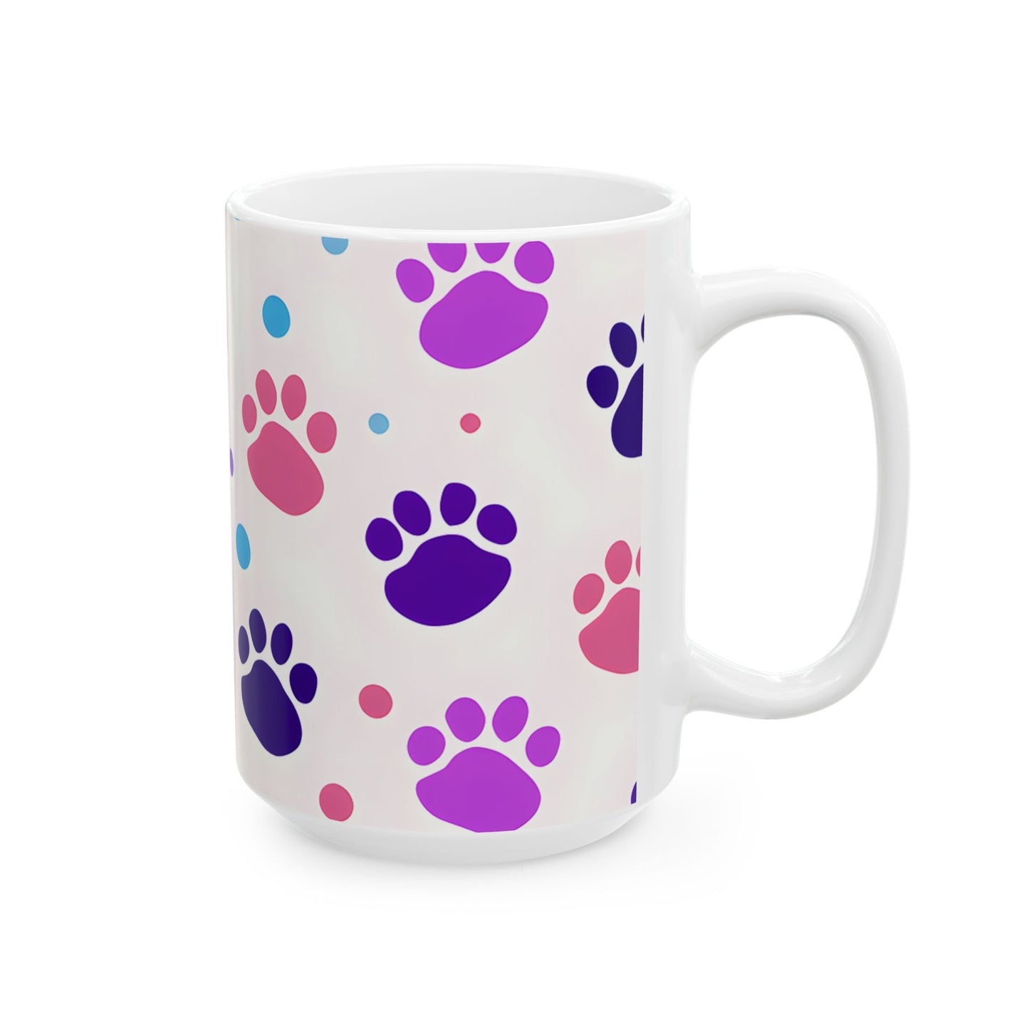 Colorful Paw Print Ceramic Mug — Cute Pet Lover Coffee Cup (11oz/15oz)