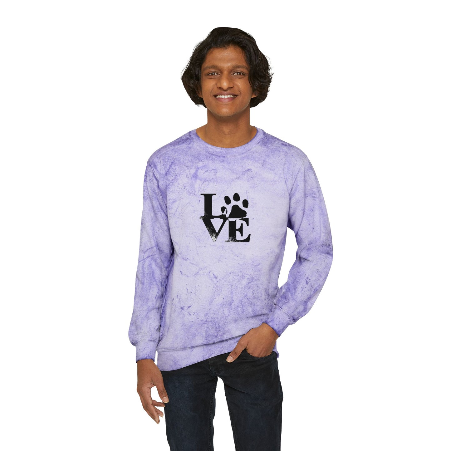 Colorful Love Pet-Inspired Crewneck Sweatshirt, Cozy Outdoor Wear, Gift for Dog Lovers, Casual Style, Perfect for Any Occasion