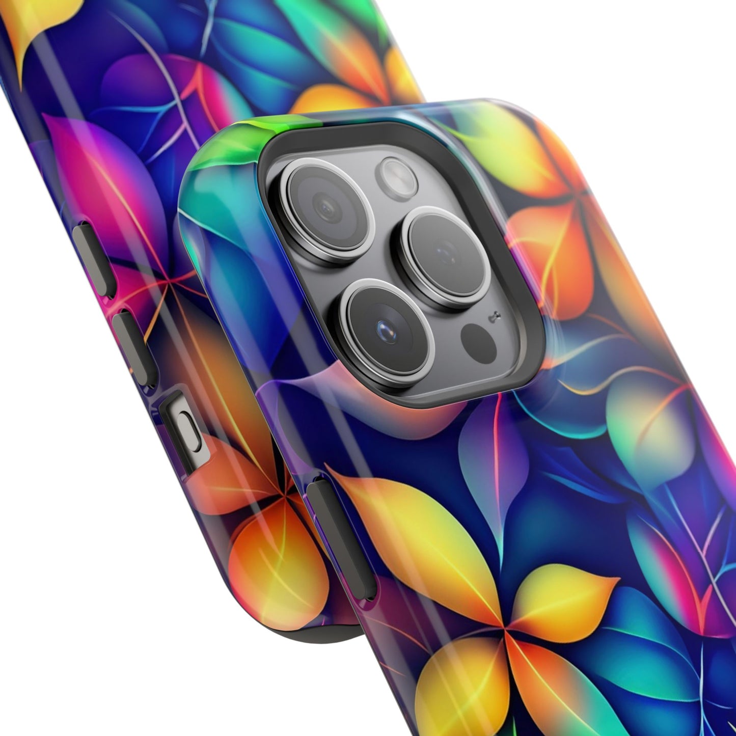 Floral Prism Magnetic Impact-Resistant Phone Case — Colorful Gradient Petal Design