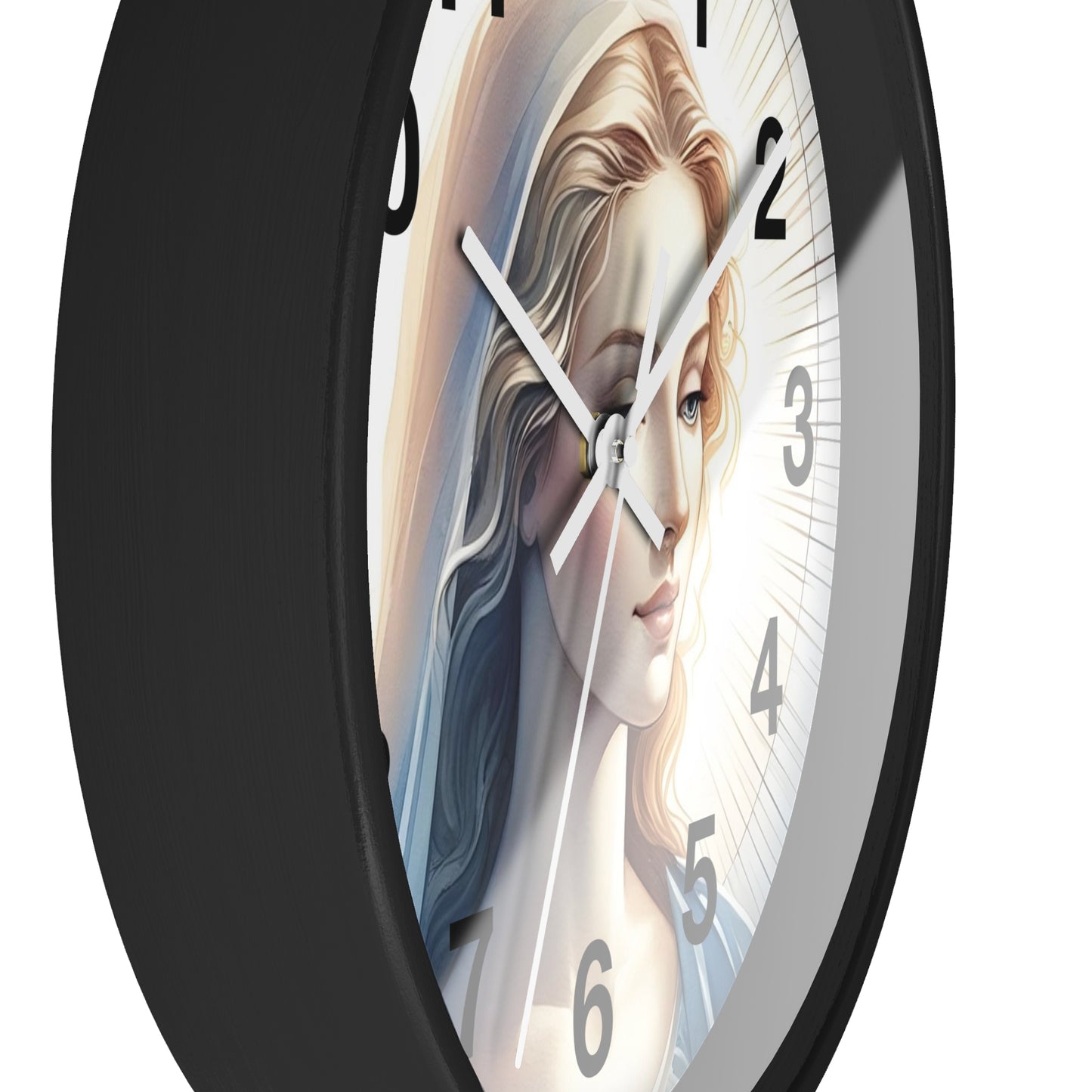 Serene Mary Wall Clock, Spiritual Decor, Gift for Mother's Day, Home Office Accent, Religious Artwork, Faith-Inspired Timepiece