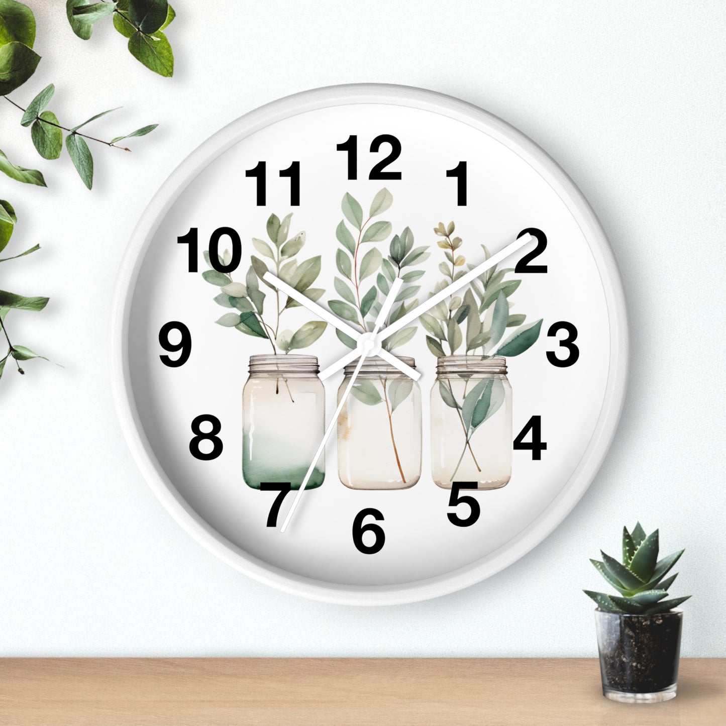 Botanical Wall Clock - Home Decor, Gift for Plant Lovers, Modern Art, Housewarming, Eco-Friendly Design