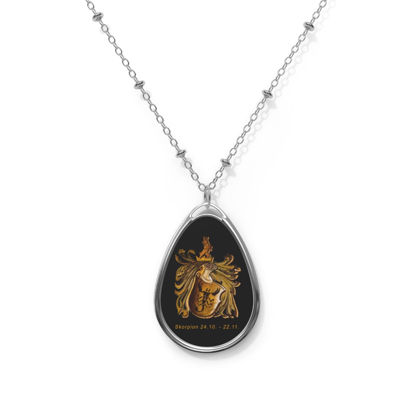Scorpio Zodiac Oval Necklace, Birthstone Gift, Astrology Jewelry