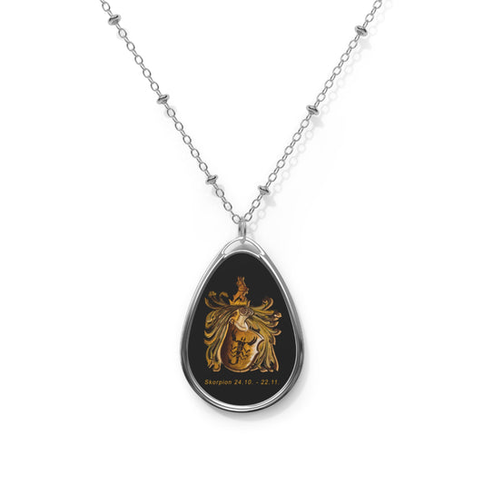 Scorpio Zodiac Oval Necklace, Birthstone Gift, Astrology Jewelry