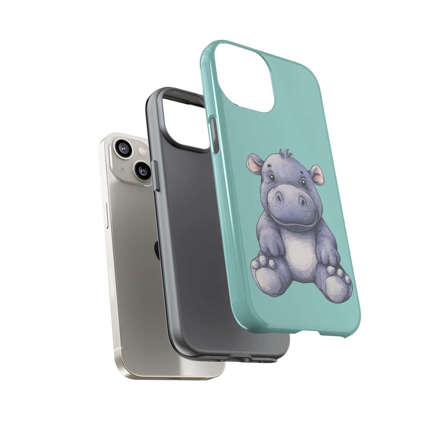 Cute Hippo Phone Case, Tough Phone Cover, Fun Animal Case, Gift for Kids, Cute Decor, Birthday Present