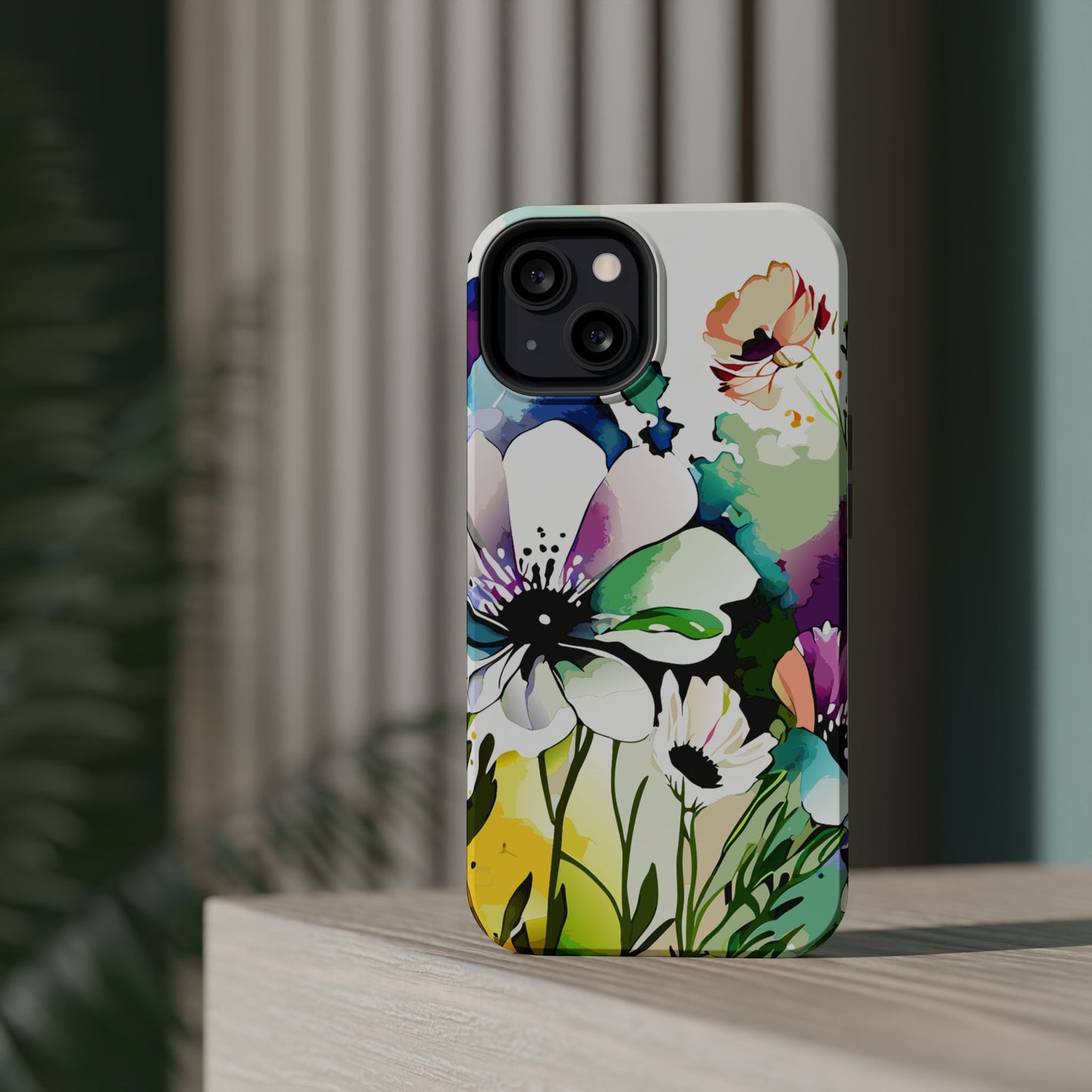 Floral Watercolor Magnetic Phone Case — Impact‑Resistant Protective Cover