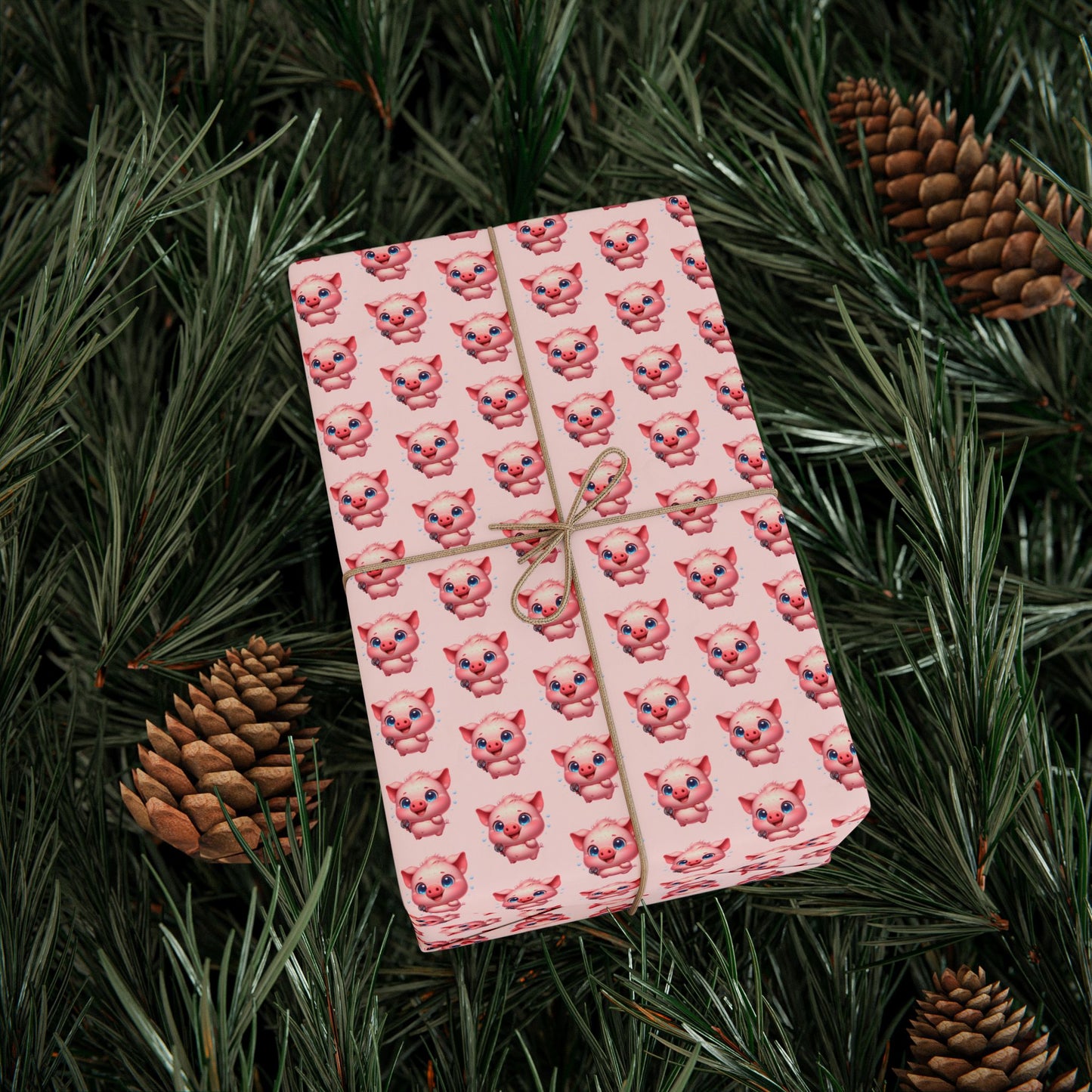 Cute Pig Pattern Wrapping Paper, Gift Wrap for Birthdays, Holidays, Baby Showers, Party Decor, Craft Projects