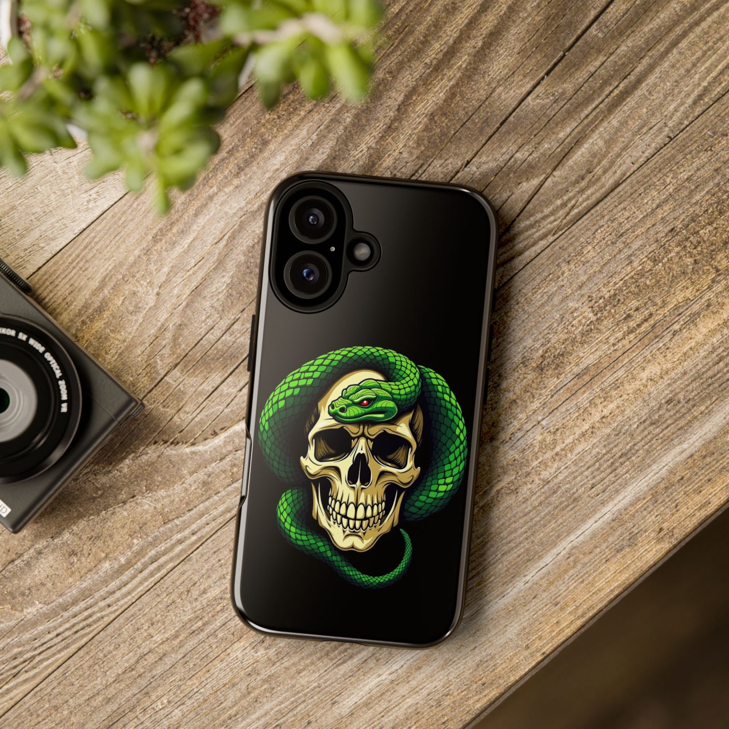 Skull & Snake Phone Case | Tough Cases, Protective Cover, Edgy Phone Accessories, Gothic Gift, Halloween Decor