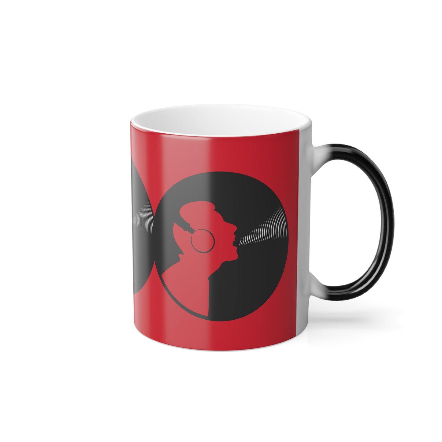Color Morphing Mug for Music Lovers, Unique Gift for Birthdays, Fun Drinkware, Red & Black Design, Creative Coffee Mug