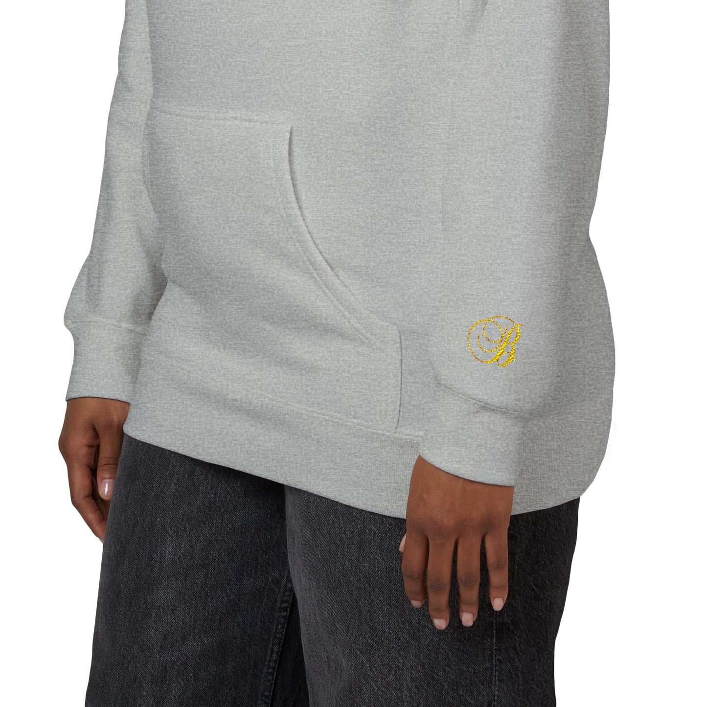 Coral Gold Floral Initial Hoodie — Monogram 'B' Casual Pullover