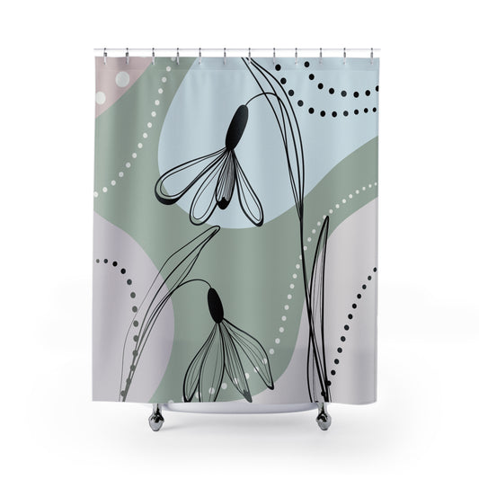Bohemian Floral Shower Curtain, Modern Bathroom Decor, Home Spa Accessory, Elegant Gift for Housewarming, Floral Design