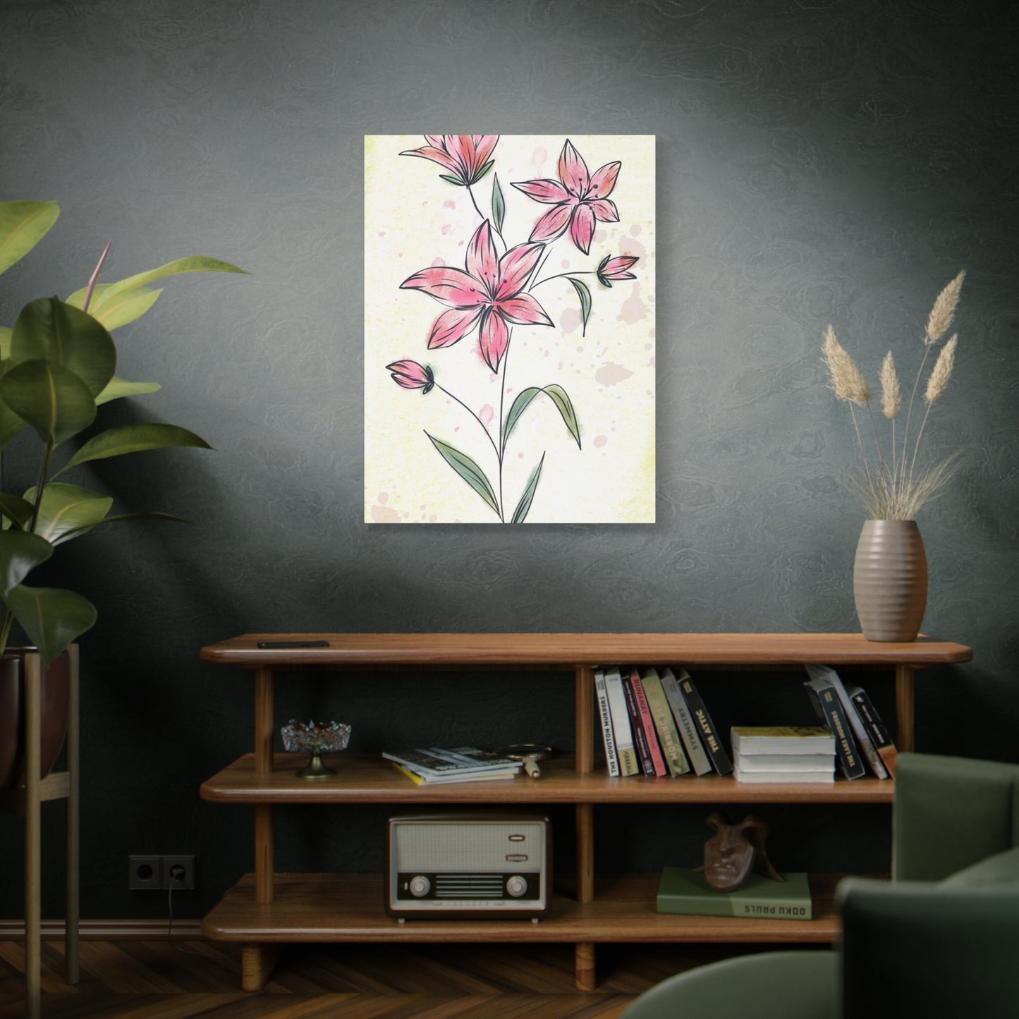 Matte Canvas, Stretched, 1.25" Tulips Pink Flowers