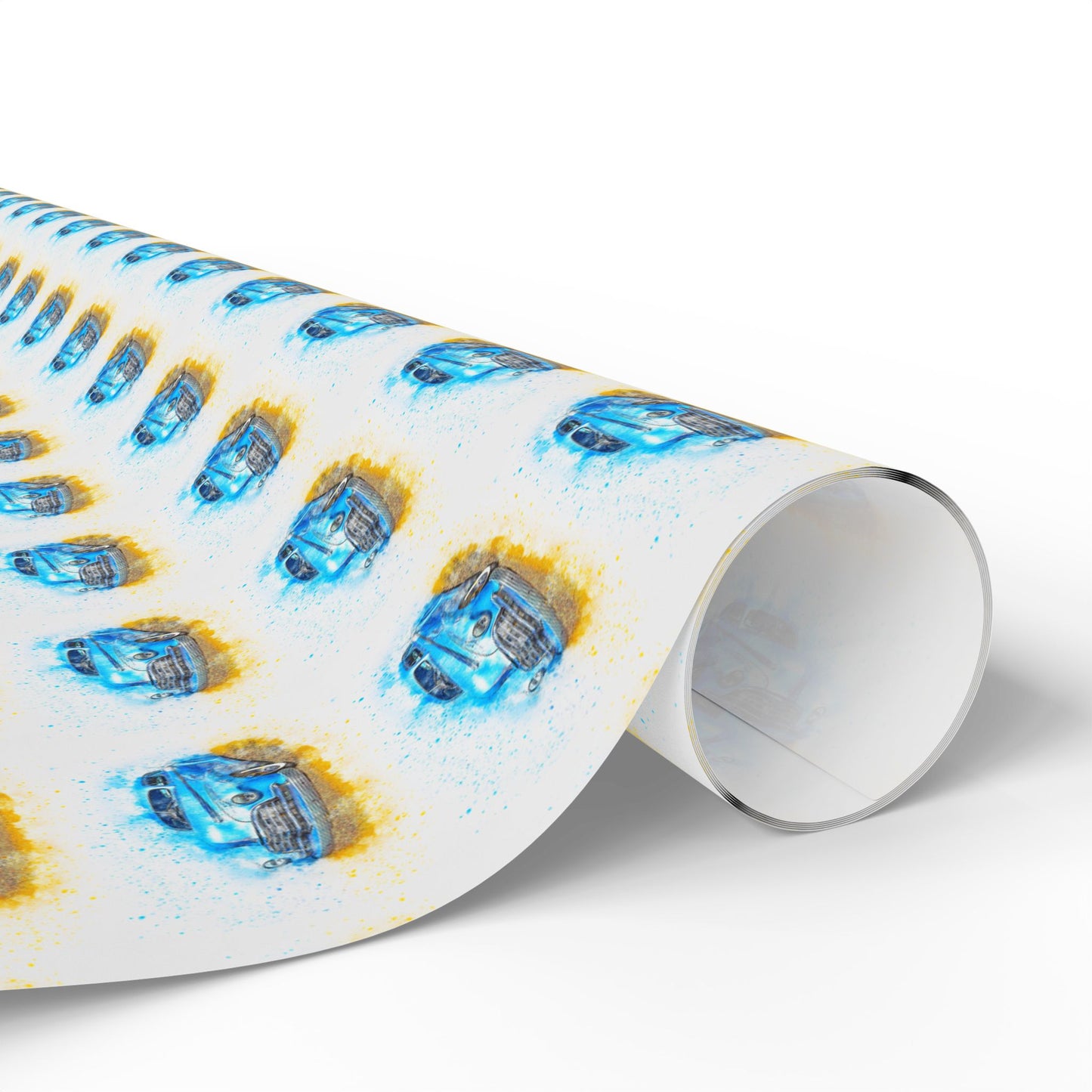 Blue Gold Abstract Dots Wrapping Paper Roll — Modern Geometric Gift Wrap