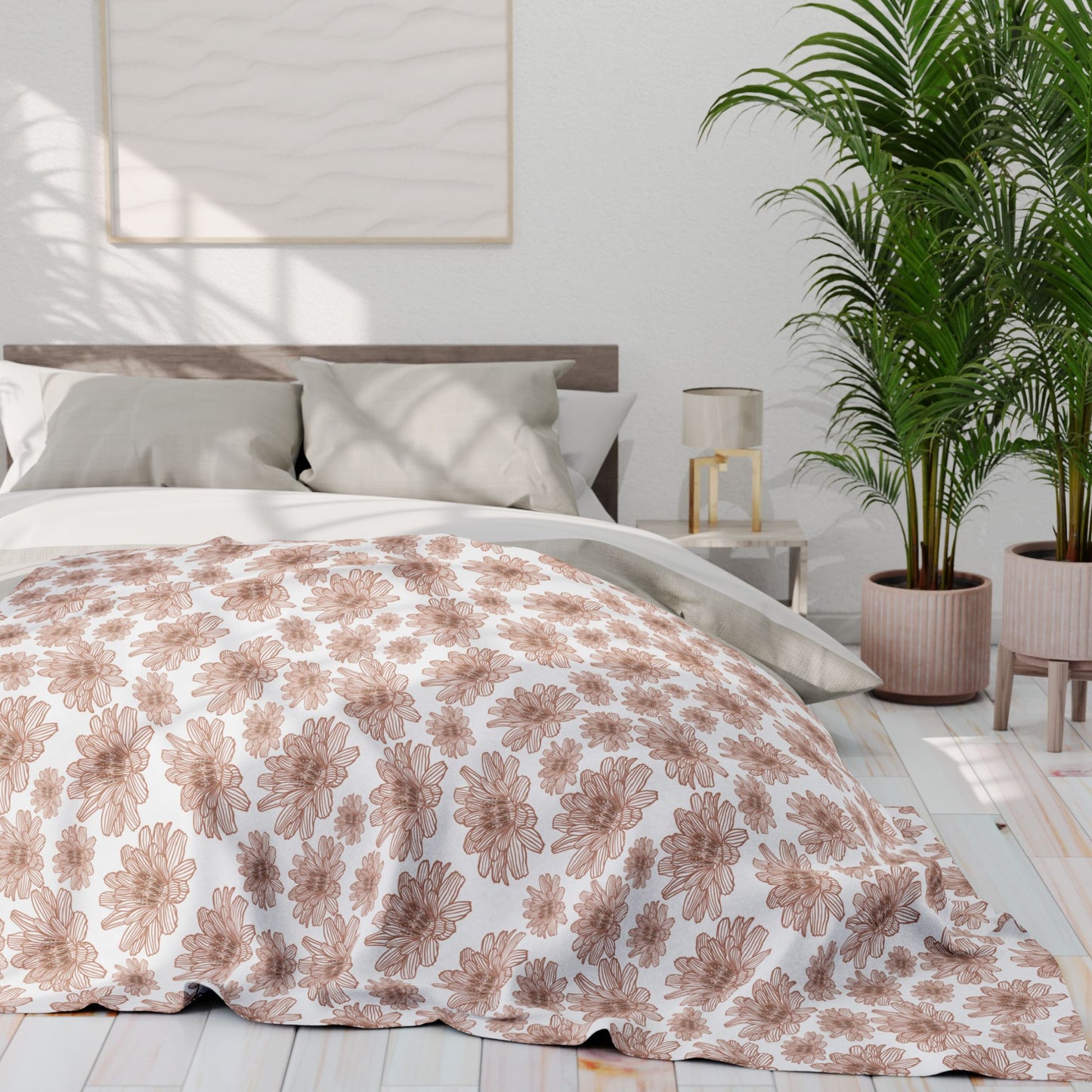 Cozy Floral Fleece Blanket - Soft Blanket for Home Decor, Gift for Housewarming, Anniversary, Wedding, Comfort Blanket