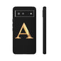 Custom Phone Case with Gold Letter A, Monogrammed Gift, Tough Protective Case, Personalized Phone Accessory, Unique Phone Cover