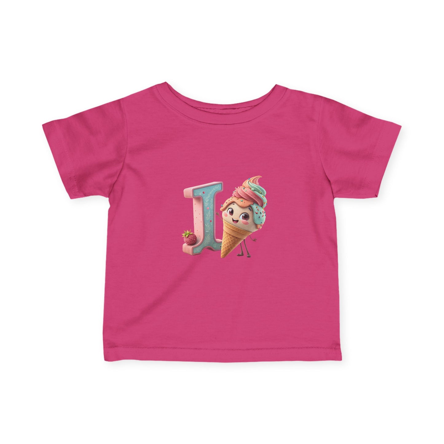 Ice Cream Letter J Infant Tee, Cute Baby Shirt, Kids Birthday Gift, Summer Outfit, Personalized Toddler Gift