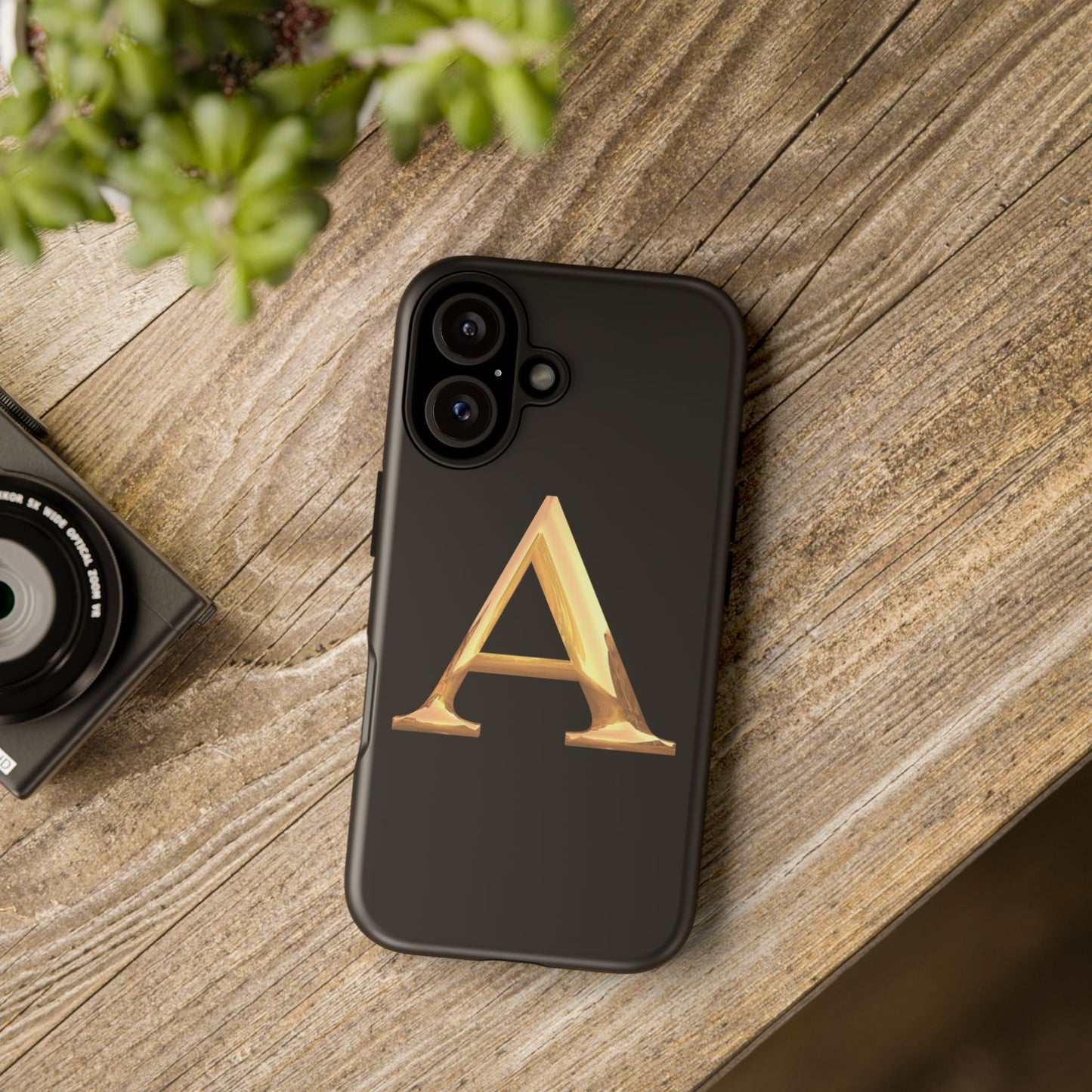 Custom Phone Case with Gold Letter A, Monogrammed Gift, Tough Protective Case, Personalized Phone Accessory, Unique Phone Cover
