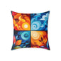 Abstract Seasons Square Pillow — Colorful Four-Panel Decorative Throw Pillow