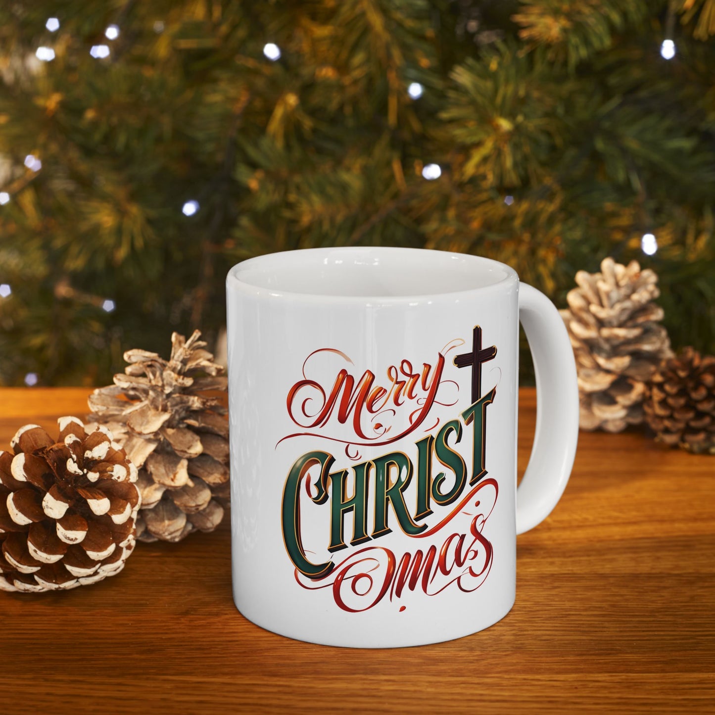 Christmas Ceramic Mug - Merry Christ-Mas Coffee Cup, Holiday Gift, Hot Cocoa Mug, Festive Kitchen Decor, Seasonal Beverage Mug