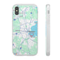 Boston Map Flexi Case for iPhone, Custom Location Phone Case, Unique Gift, Boston Heart Design, Travel Lover Accessory