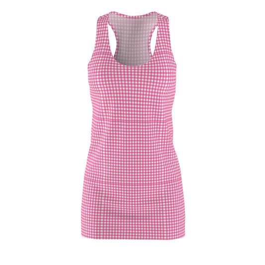 Charming Pink Gingham Racerback Dress for Summer, Casual Wear, Day Out, Holidays, Beach Trips, Stylish Outfit