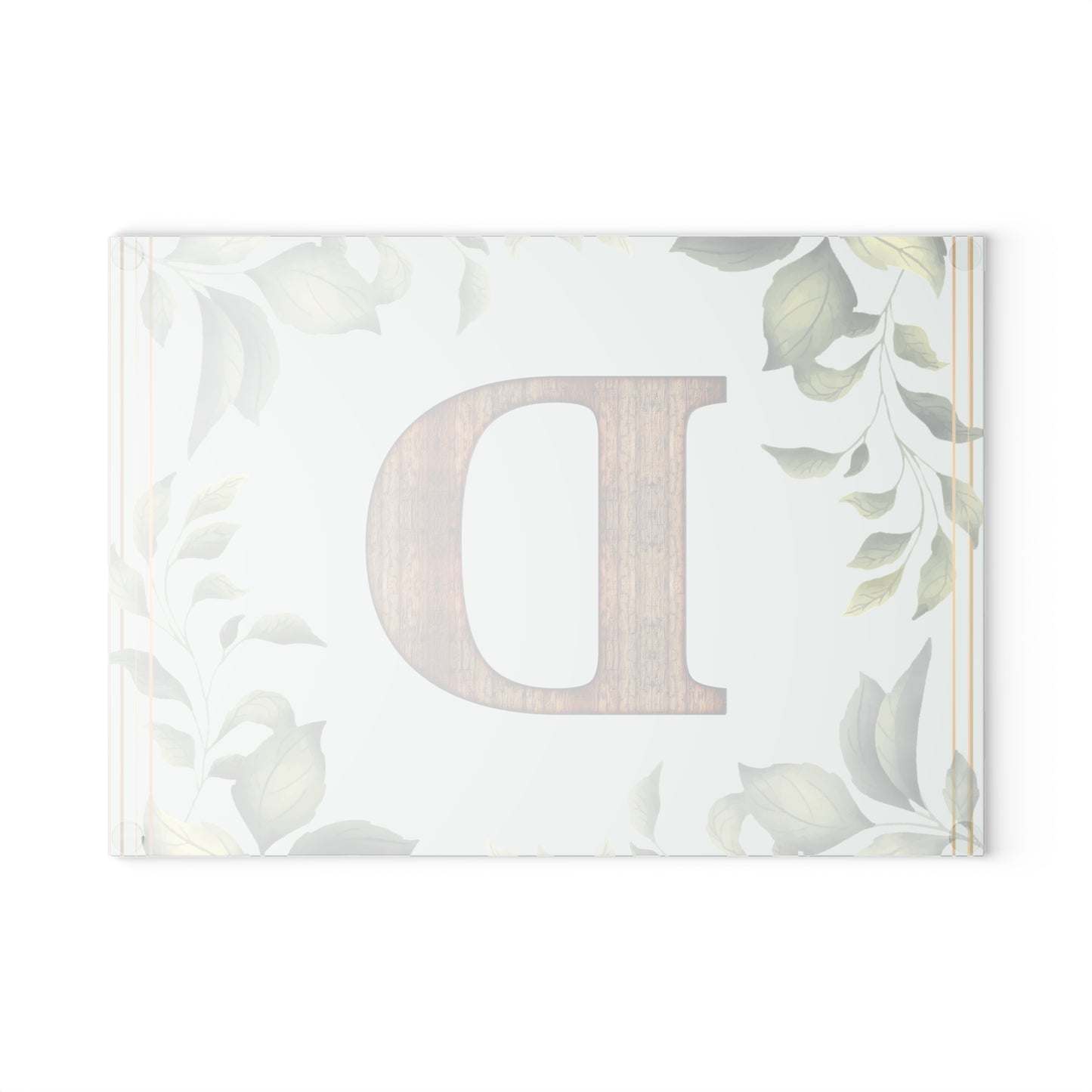 Floral Leaf Glass Cutting Board — Mint & White Decorative Kitchen Board