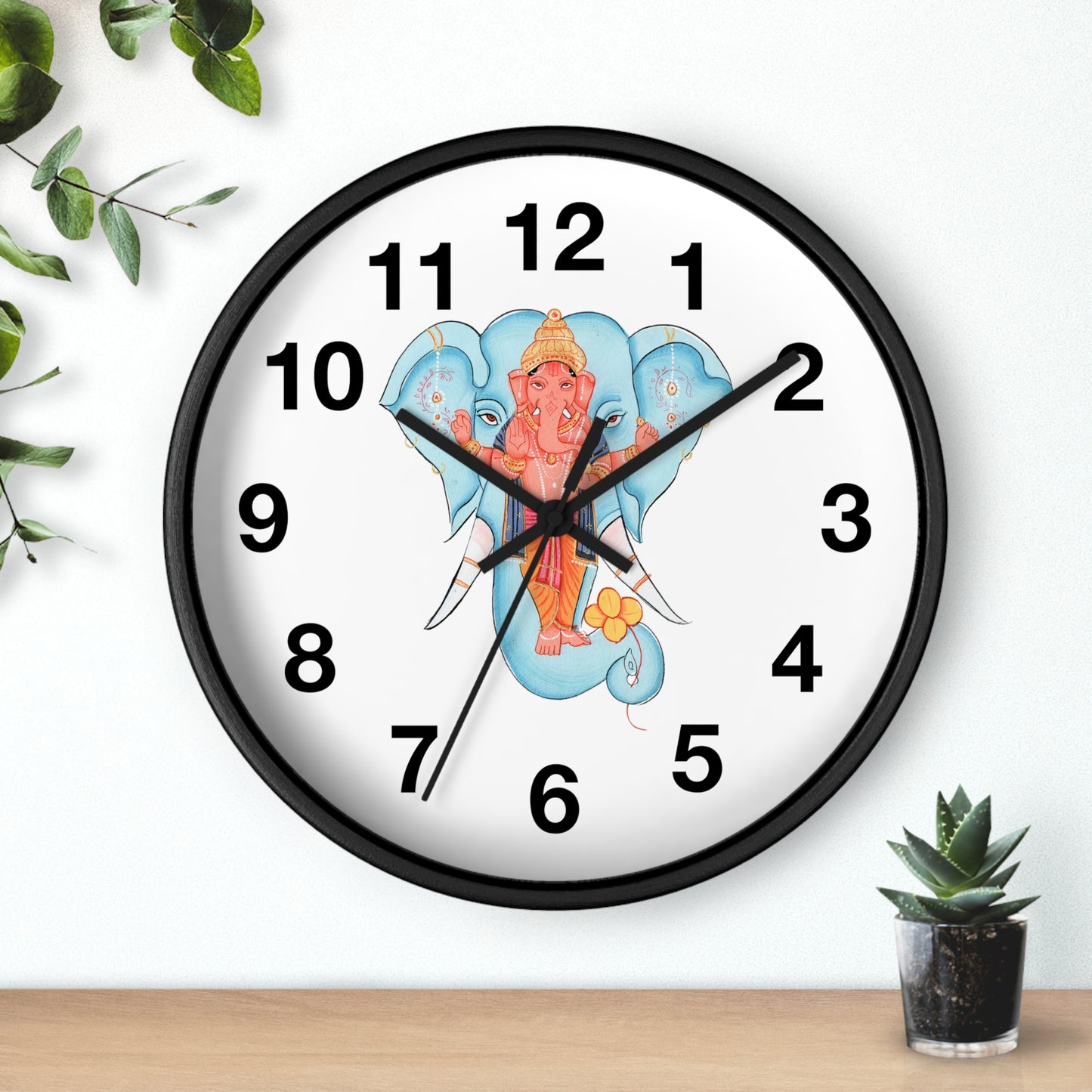 Ganesha Wall Clock, Hindu Home Decor, Spiritual Gift, Boho Wall Art, Timeless Decoration, Unique Timepiece