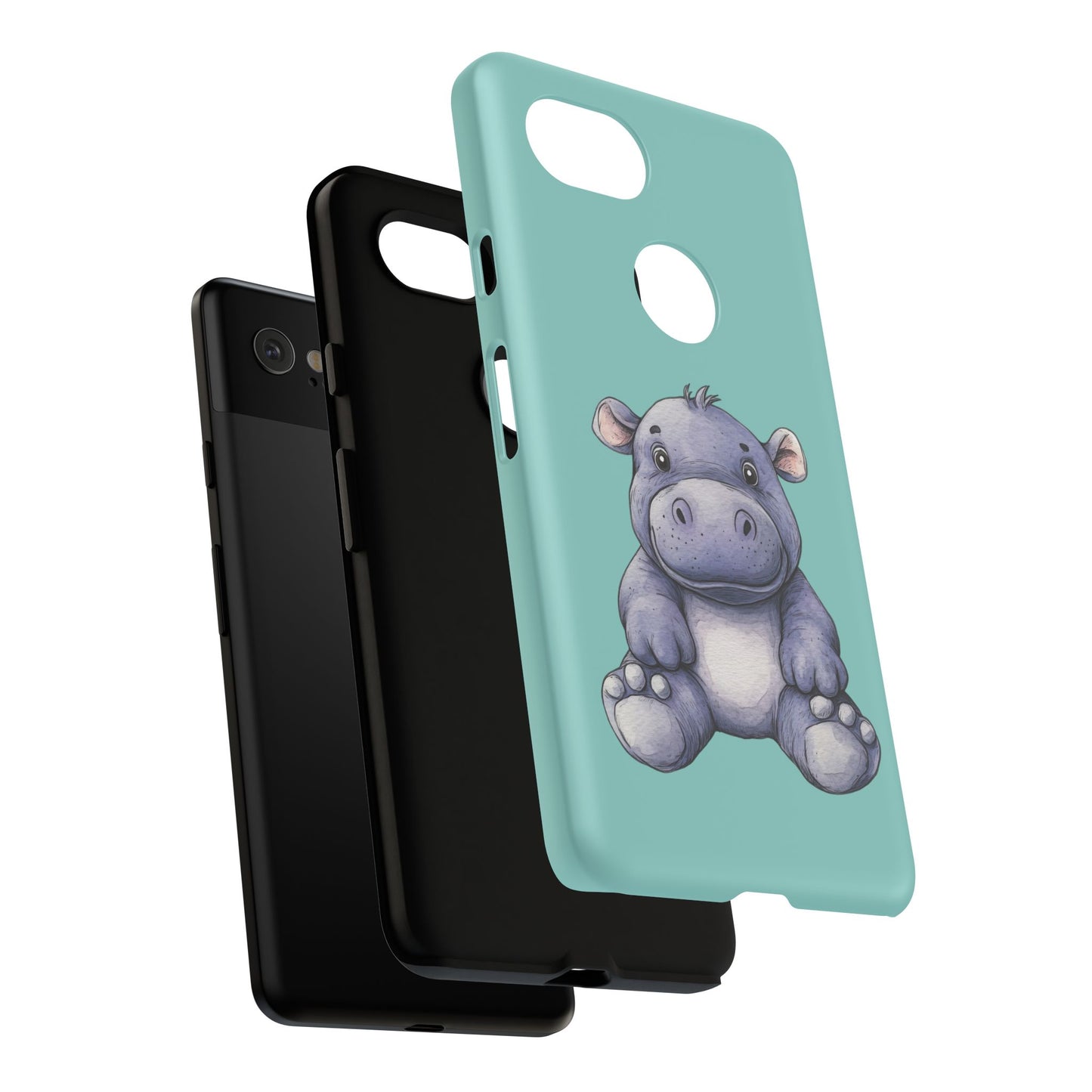 Cute Hippo Phone Case, Tough Phone Cover, Fun Animal Case, Gift for Kids, Cute Decor, Birthday Present