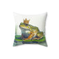 Royal Frog Square Pillow Whimsical Home Decor Frog King Pillow